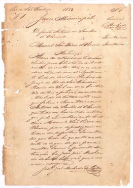 Autuação de Inventário de Antonio dos Santos d'Oliveira