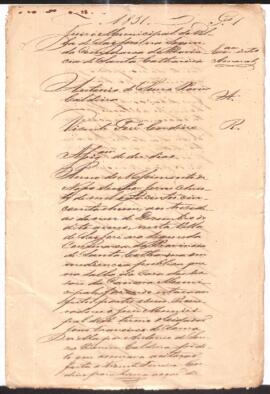 Assignação de dez dias de Antonio de Souza Xavier Caldeira