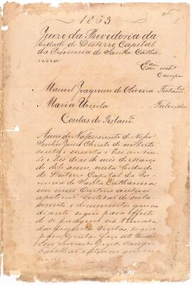 Contas de Testamento de Maria Úrsula