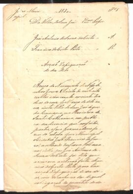 Assignação de Dez Dias de Francisco da costa Porto