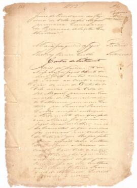 Contas de testamento de Maria Joaquina de Jezus