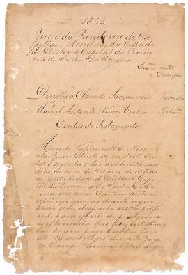 Testamento de Dorothea Clara do Sacramento