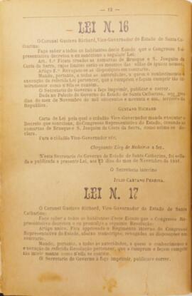 Lei nº 16, de 3 de novembro de 1891